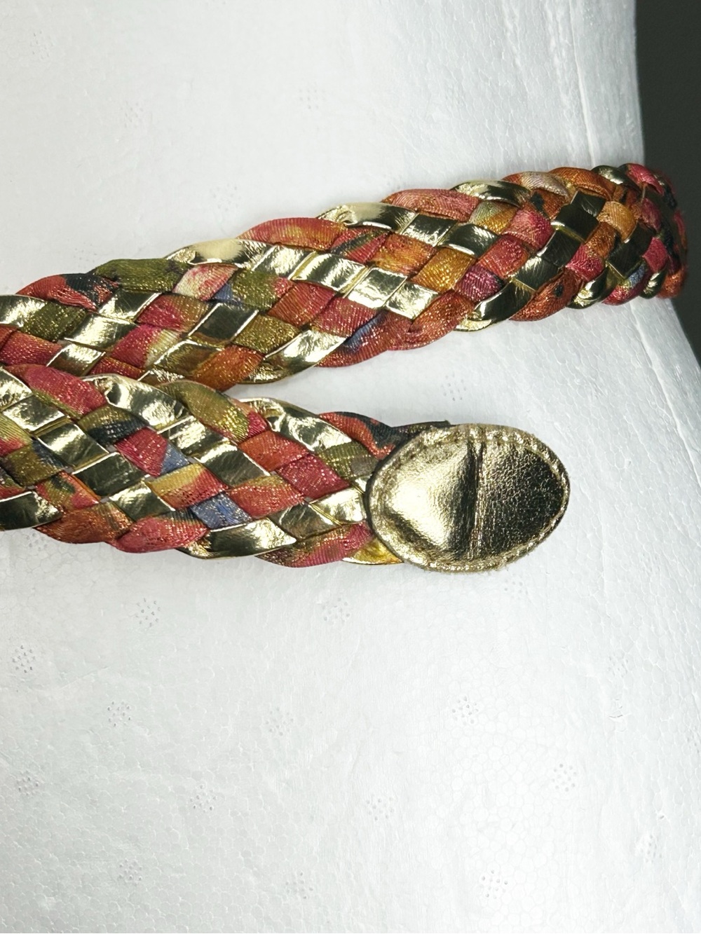 Luigi Lanatta Metallic Braided Leather Belt 29 Vintage Made In Italy - Picture 6 of 8